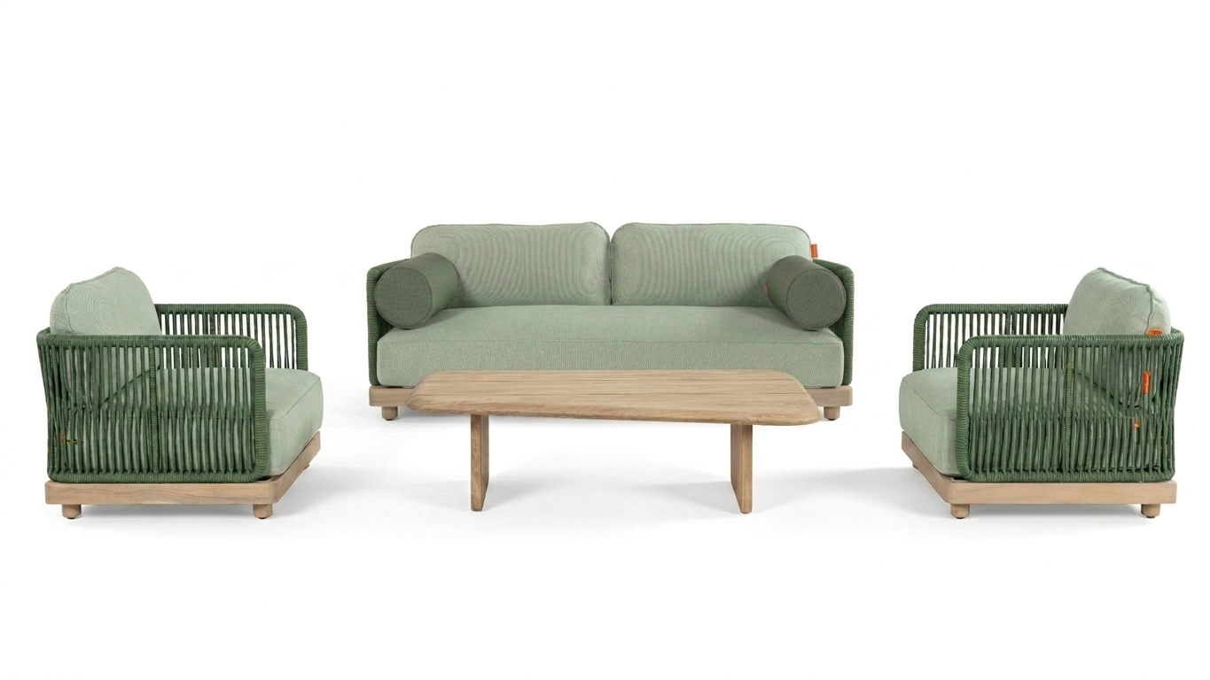 Green it up - Zestaw ogrodowy | Sofa 2 os + fotel + fotel + stolik kawowy